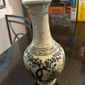 Speckled Ceramic Vase with Tree Design